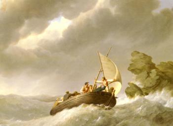 Johannes Hermanus Koekkoek : Sailing The Stormy Seas